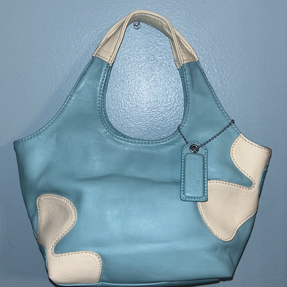 Vintage Cariloha Bamboo Blue and White flowered bamboo lined Mini handbag - Picture 4 of 10